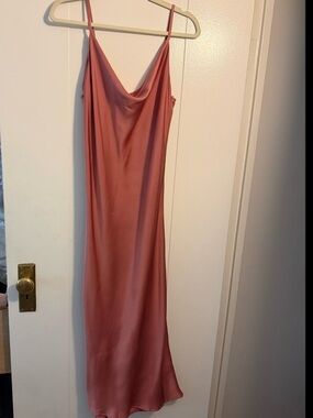 She + Sky Satin Maxi Slip Dress in Dusty Rose